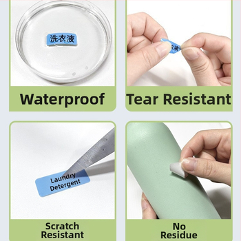 Phomemo D30 принтер за етикети - прозрачен термален стикер хартия, самозалепващи етикети за имена, 3 ролки