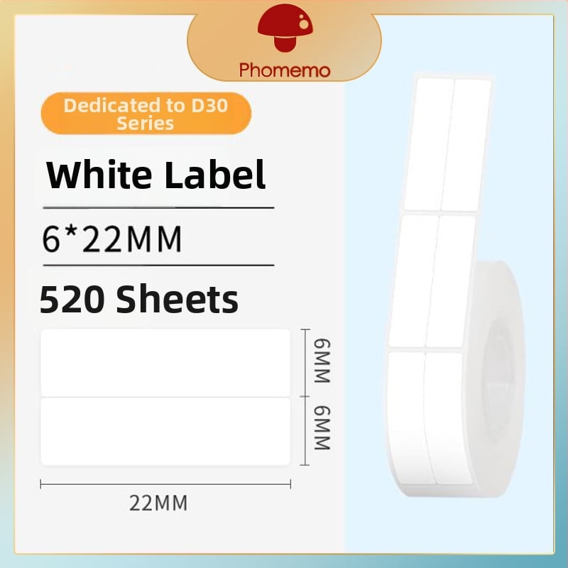 Phomemo D30 принтер за етикети - прозрачен термален стикер хартия, самозалепващи етикети за имена, 3 ролки