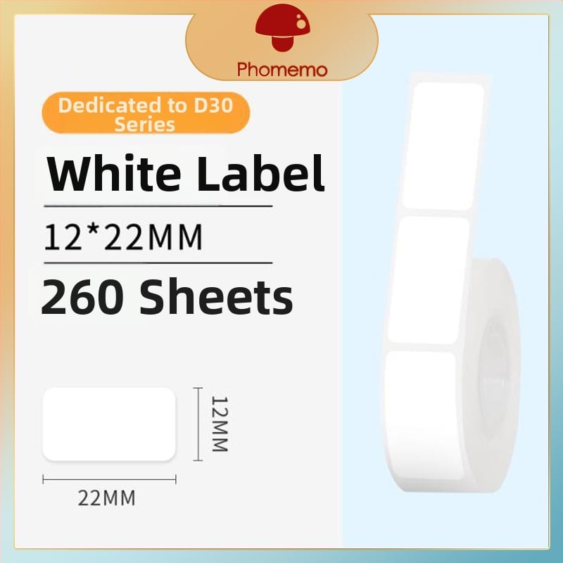 Phomemo D30 принтер за етикети - прозрачен термален стикер хартия, самозалепващи етикети за имена, 3 ролки