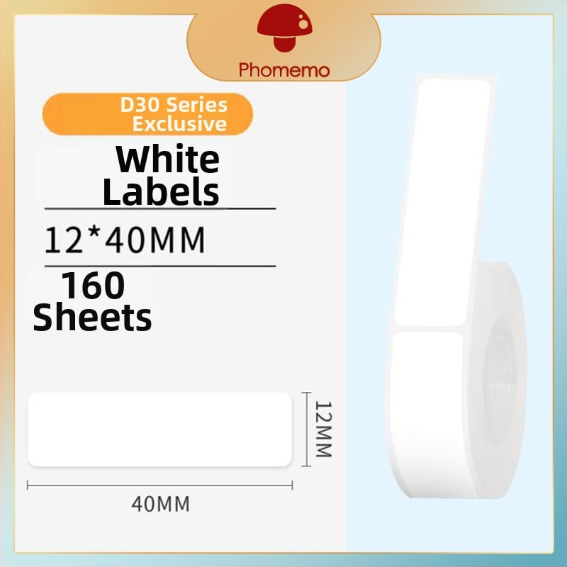 Phomemo D30 принтер за етикети - прозрачен термален стикер хартия, самозалепващи етикети за имена, 3 ролки