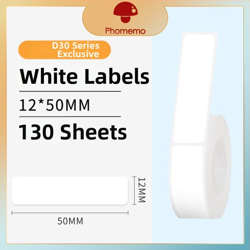 Phomemo D30 принтер за етикети - прозрачен термален стикер хартия, самозалепващи етикети за имена, 3 ролки