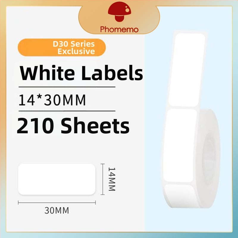 Phomemo D30 принтер за етикети - прозрачен термален стикер хартия, самозалепващи етикети за имена, 3 ролки