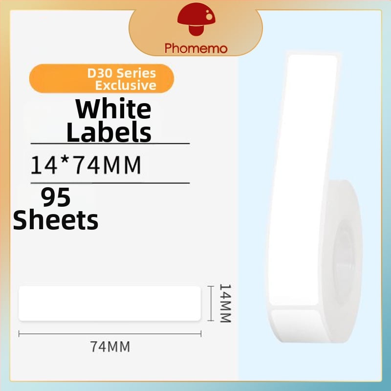 Phomemo D30 принтер за етикети - прозрачен термален стикер хартия, самозалепващи етикети за имена, 3 ролки