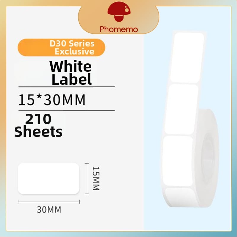 Phomemo D30 принтер за етикети - прозрачен термален стикер хартия, самозалепващи етикети за имена, 3 ролки