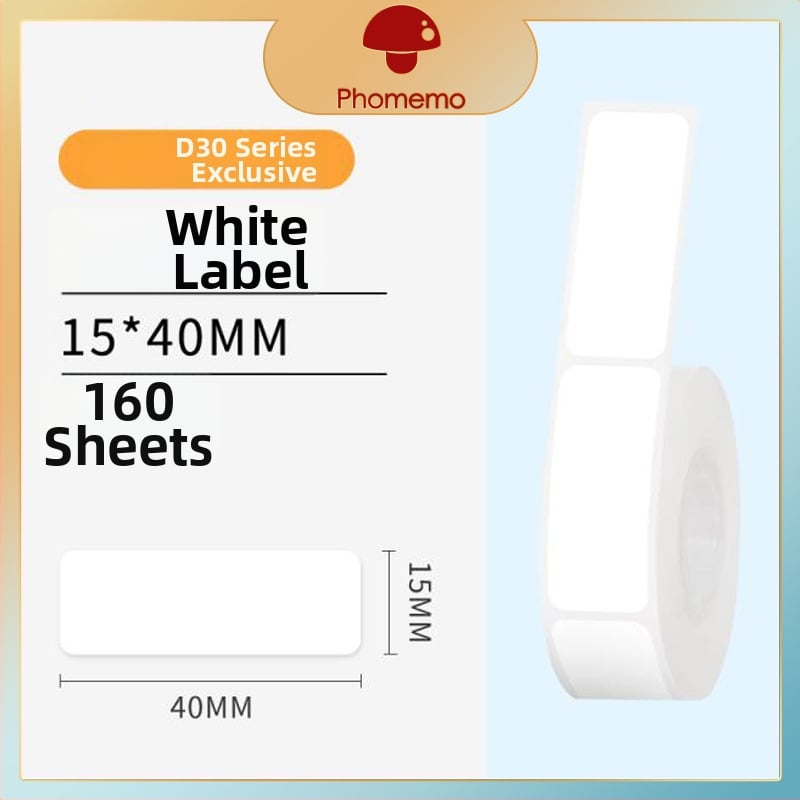 Phomemo D30 принтер за етикети - прозрачен термален стикер хартия, самозалепващи етикети за имена, 3 ролки