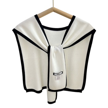 Kötött sál színpár mintával, 43 cm széles, Jacquard szövés, alapfonal, melegen tart