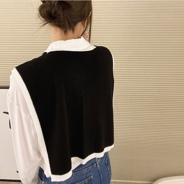 Kötött sál színpár mintával, 43 cm széles, Jacquard szövés, alapfonal, melegen tart