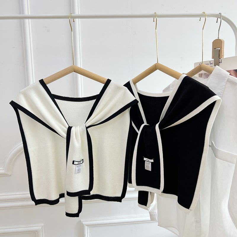 Kötött sál színpár mintával, 43 cm széles, Jacquard szövés, alapfonal, melegen tart