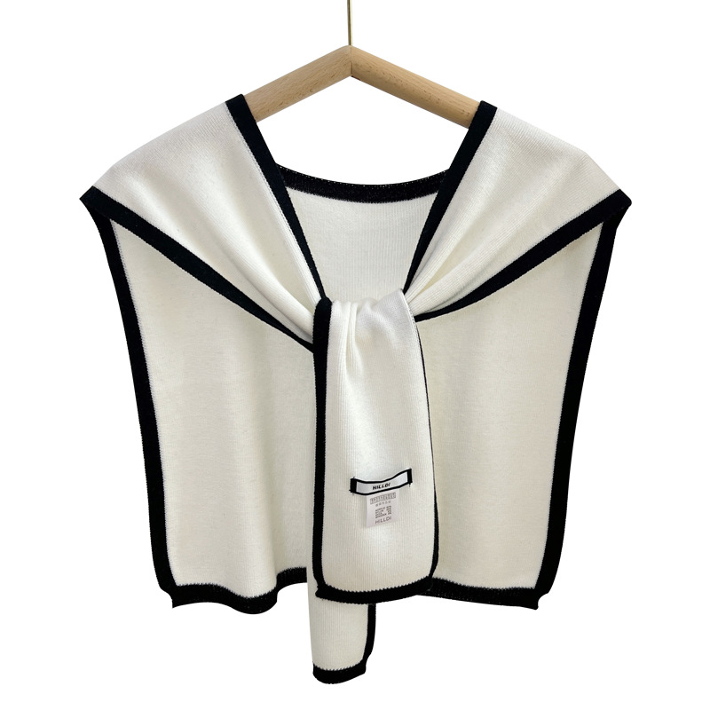 Kötött sál színpár mintával, 43 cm széles, Jacquard szövés, alapfonal, melegen tart