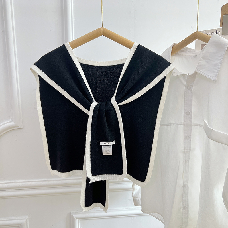 Kötött sál színpár mintával, 43 cm széles, Jacquard szövés, alapfonal, melegen tart