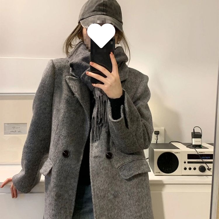 H-alakú rövid Chenille kabát prémes gallérral, 3/4-ujjú, kétoldalas, 2025 tavasza