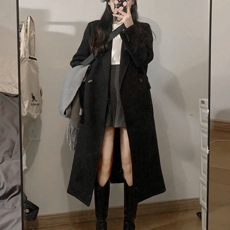 H-alakú rövid Chenille kabát prémes gallérral, 3/4-ujjú, kétoldalas, 2025 tavasza