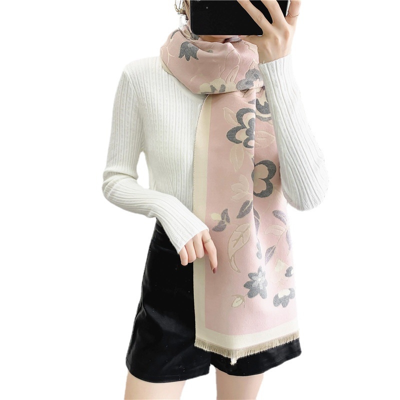 Женски бохемски зимен шал – смесен материал, жакардово тъкане, топъл, с персонализация