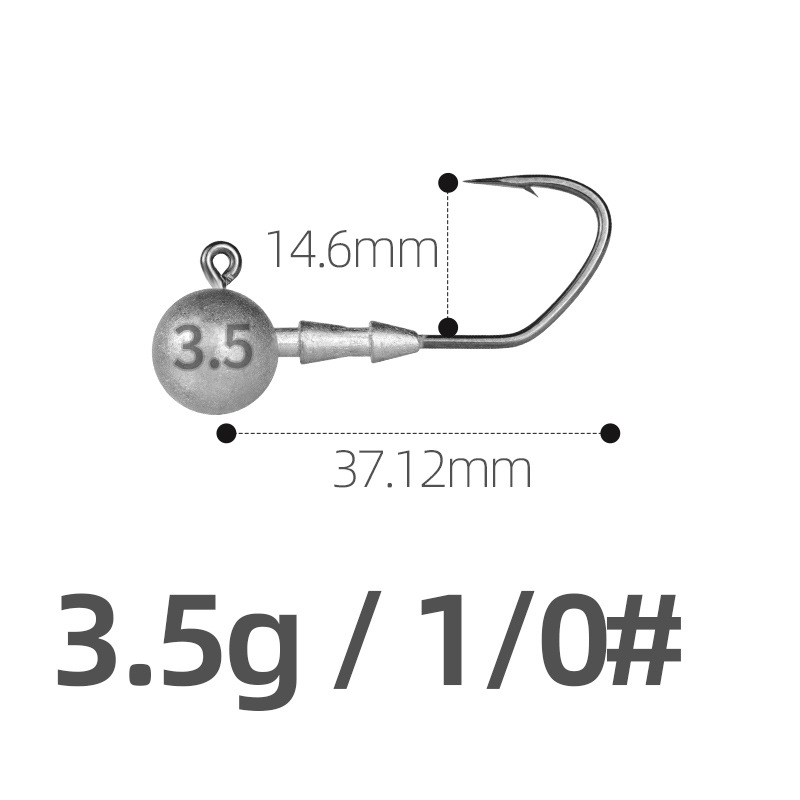 Ólomfejű horog, 4X megerősített, folyami horgászatra, 10 darabos csomag.