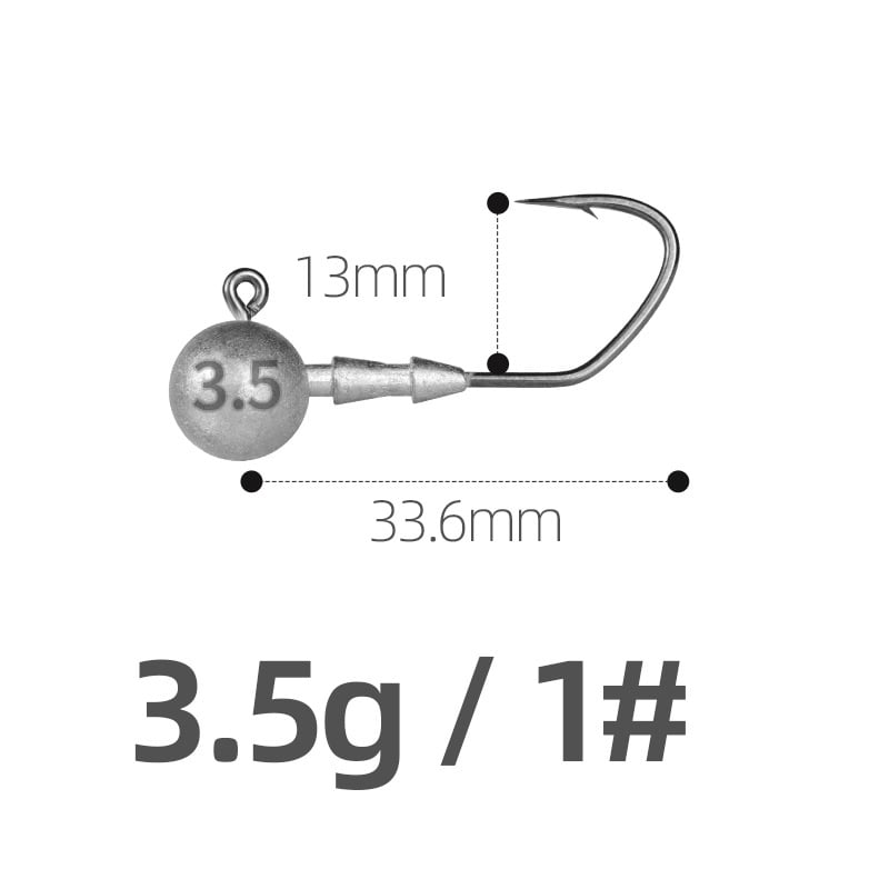 Ólomfejű horog, 4X megerősített, folyami horgászatra, 10 darabos csomag.