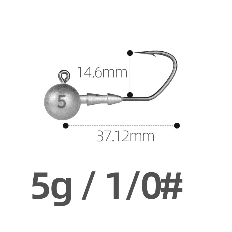 Ólomfejű horog, 4X megerősített, folyami horgászatra, 10 darabos csomag.