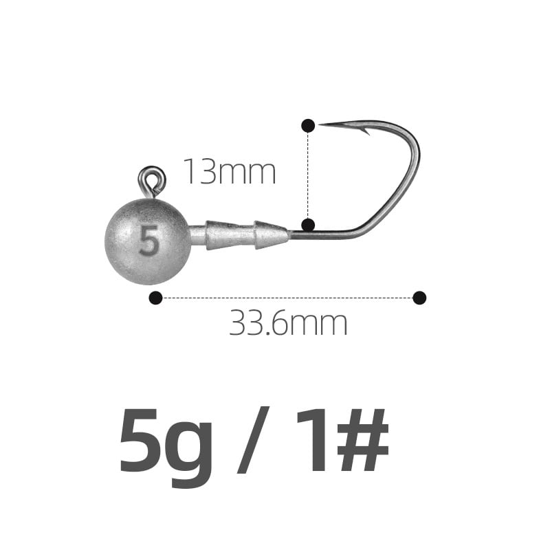 Ólomfejű horog, 4X megerősített, folyami horgászatra, 10 darabos csomag.
