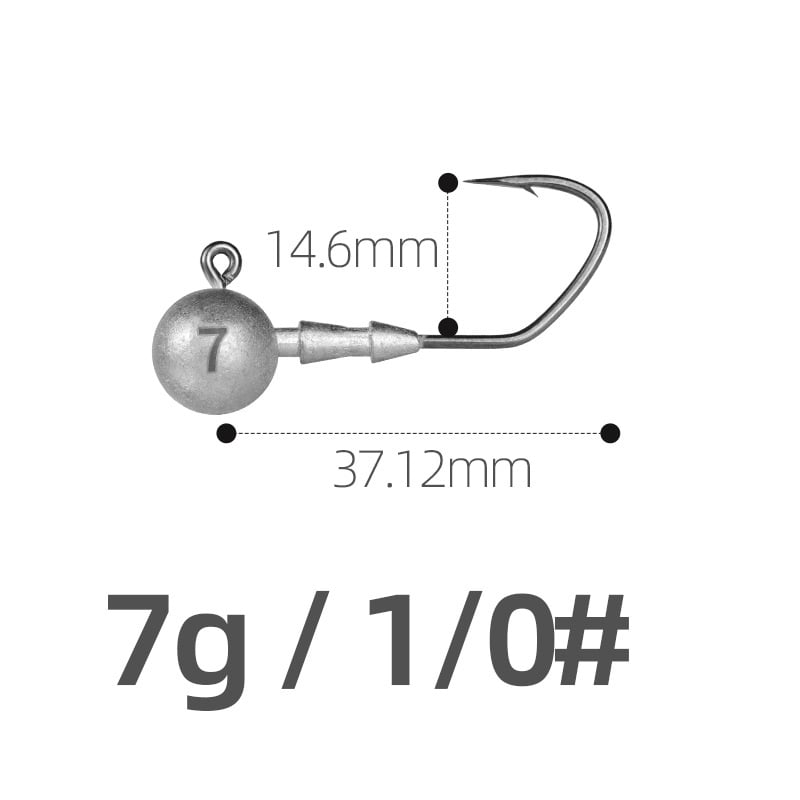 Ólomfejű horog, 4X megerősített, folyami horgászatra, 10 darabos csomag.