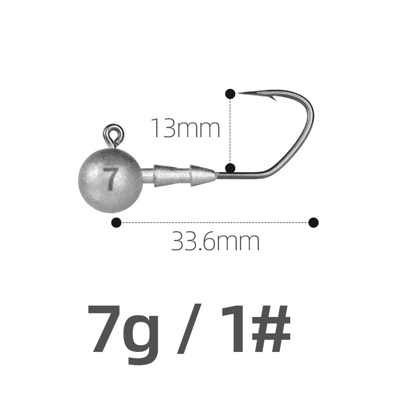 Ólomfejű horog, 4X megerősített, folyami horgászatra, 10 darabos csomag.