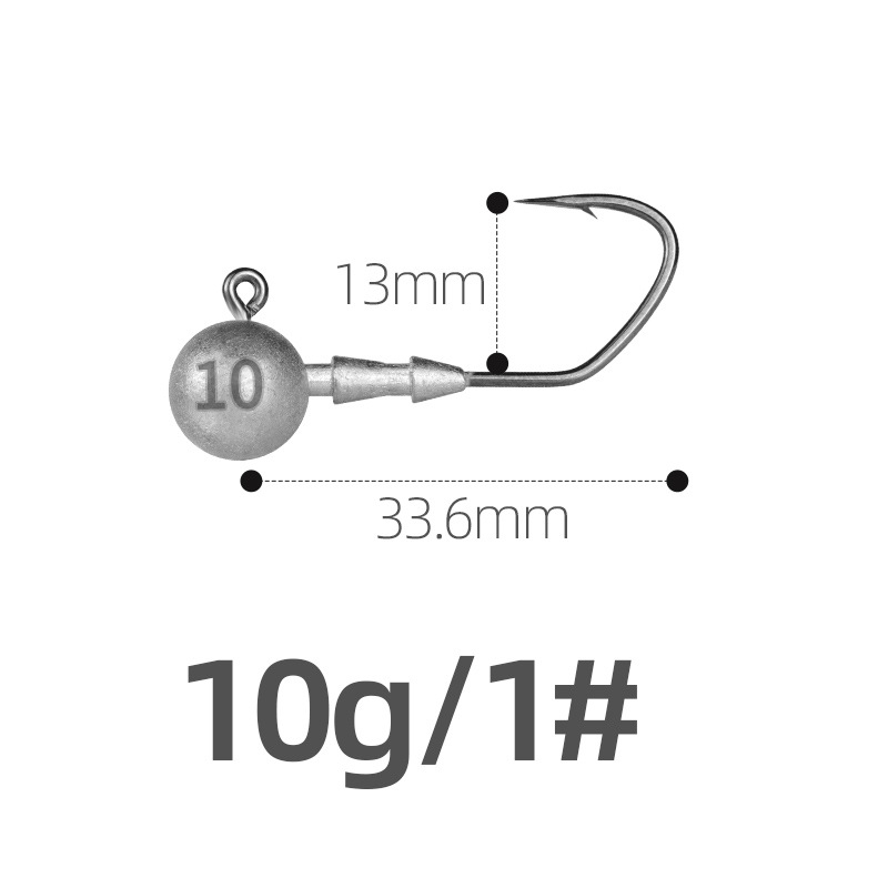 Ólomfejű horog, 4X megerősített, folyami horgászatra, 10 darabos csomag.