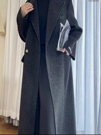 Női hosszú kétoldalas gyapjúkabát, quiltelt mintázat, gallér zakó, lazán szabott, téli 2025