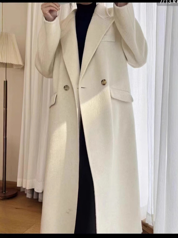 Női hosszú kétoldalas gyapjúkabát, quiltelt mintázat, gallér zakó, lazán szabott, téli 2025