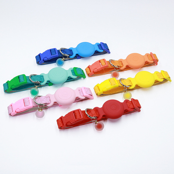 Carcasă localizator AirTag pentru zgarda animalelor de companie - husă din silicon impermeabil, țesătură PU piele, urmărire zgardă pisică, anti-pierdere