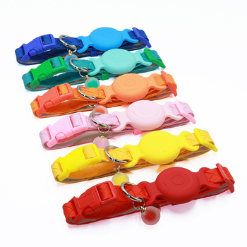 Carcasă localizator AirTag pentru zgarda animalelor de companie - husă din silicon impermeabil, țesătură PU piele, urmărire zgardă pisică, anti-pierdere