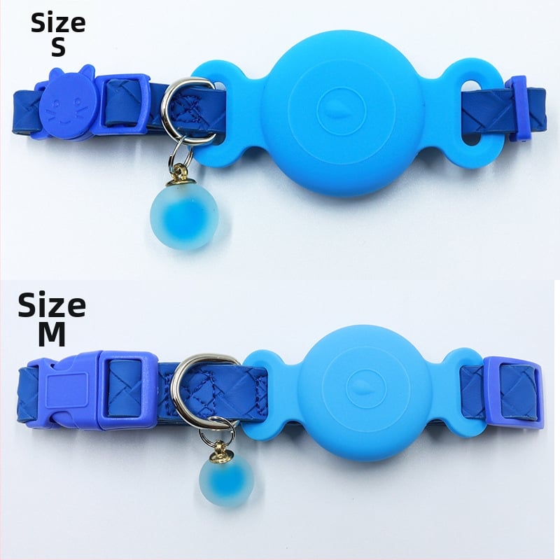 Carcasă localizator AirTag pentru zgarda animalelor de companie - husă din silicon impermeabil, țesătură PU piele, urmărire zgardă pisică, anti-pierdere