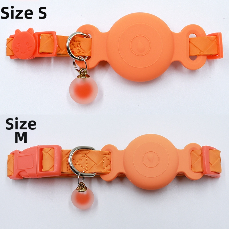 Carcasă localizator AirTag pentru zgarda animalelor de companie - husă din silicon impermeabil, țesătură PU piele, urmărire zgardă pisică, anti-pierdere