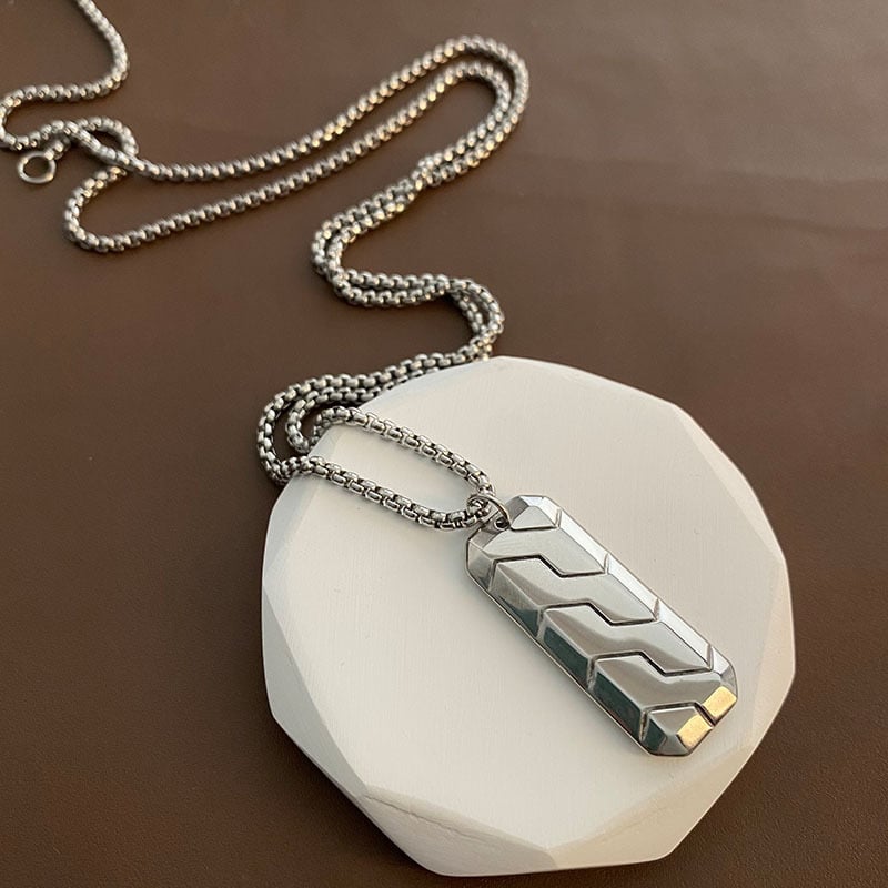 Дълга огърлица от титиева стомана с шестоъгълен модел на гума, геометричен дизайн, корейски стил, унисекс