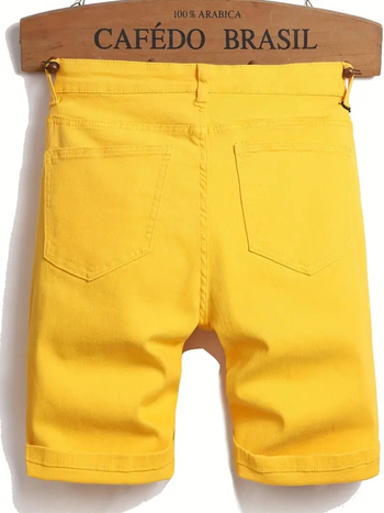 Muške traper šorceve s oštećenim dizajnom i tie-dye - ravni kroj, niski pojas, zip