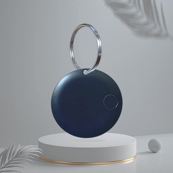 Кръгъл Bluetooth антиизгубвач за ключове, телефон, чанта и домашни любимци — Android и iOS съвместим, обхват 15 м, батерия 210 mAh, ABS, включен шнур за носене, двупосочно търсене и аларма