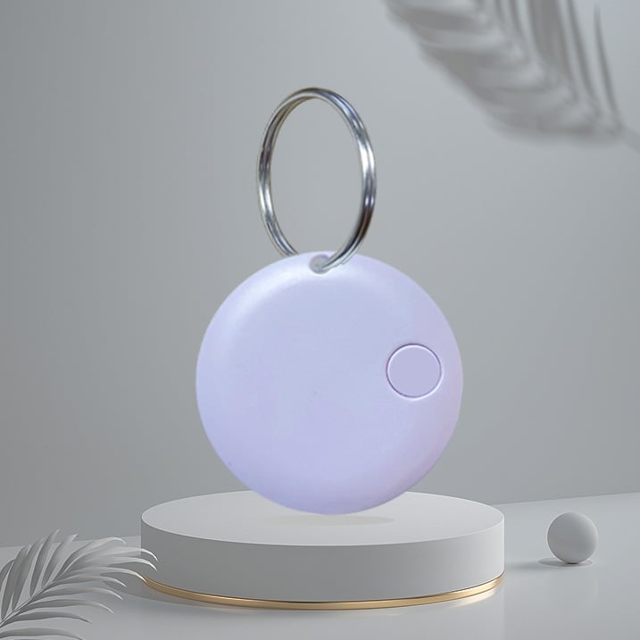 Кръгъл Bluetooth антиизгубвач за ключове, телефон, чанта и домашни любимци — Android и iOS съвместим, обхват 15 м, батерия 210 mAh, ABS, включен шнур за носене, двупосочно търсене и аларма