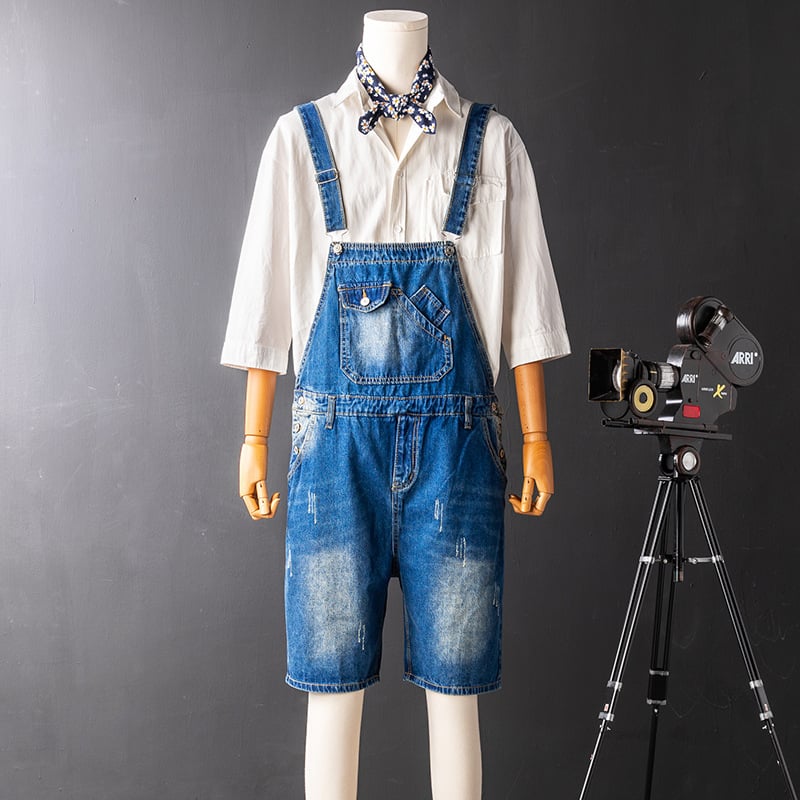 Traper šorts s naramenicama - vintage široki kroj, pamuk, ljeto 2024