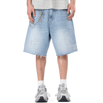 Muški traper šorc, izgreban, ravnog kroja, srednjeg struka, kameno pranje