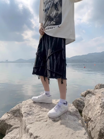 Tie-dye muške traper šorceve, pamuk, ljeto 2025, ravni kroj, hip-hop stil