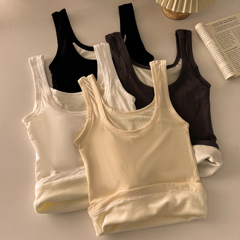 Ženska termalna vesta s fleeceom, rib plet, dvostruki sloj, U izrez, velur unutrašnjost, osnovni sloj