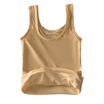 Ženska termalna vesta s fleeceom, rib plet, dvostruki sloj, U izrez, velur unutrašnjost, osnovni sloj