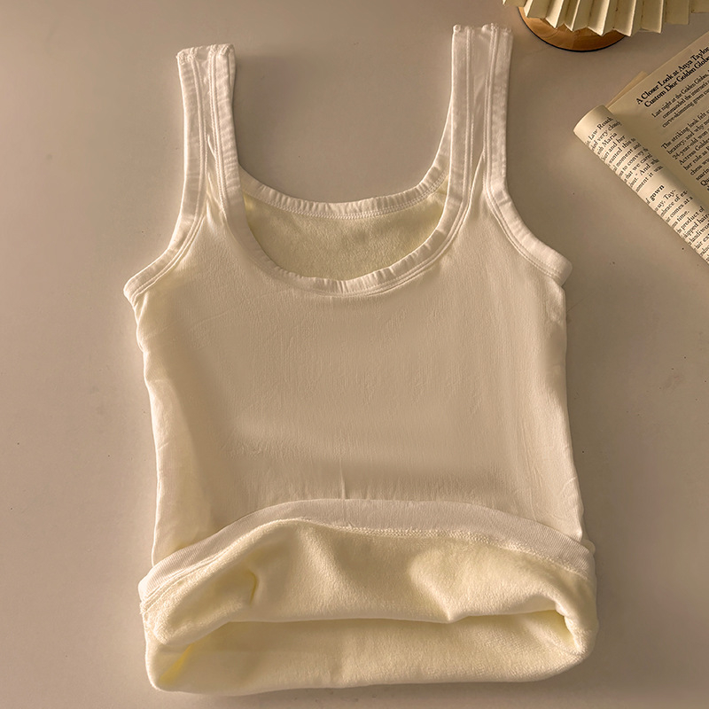 Ženska termalna vesta s fleeceom, rib plet, dvostruki sloj, U izrez, velur unutrašnjost, osnovni sloj