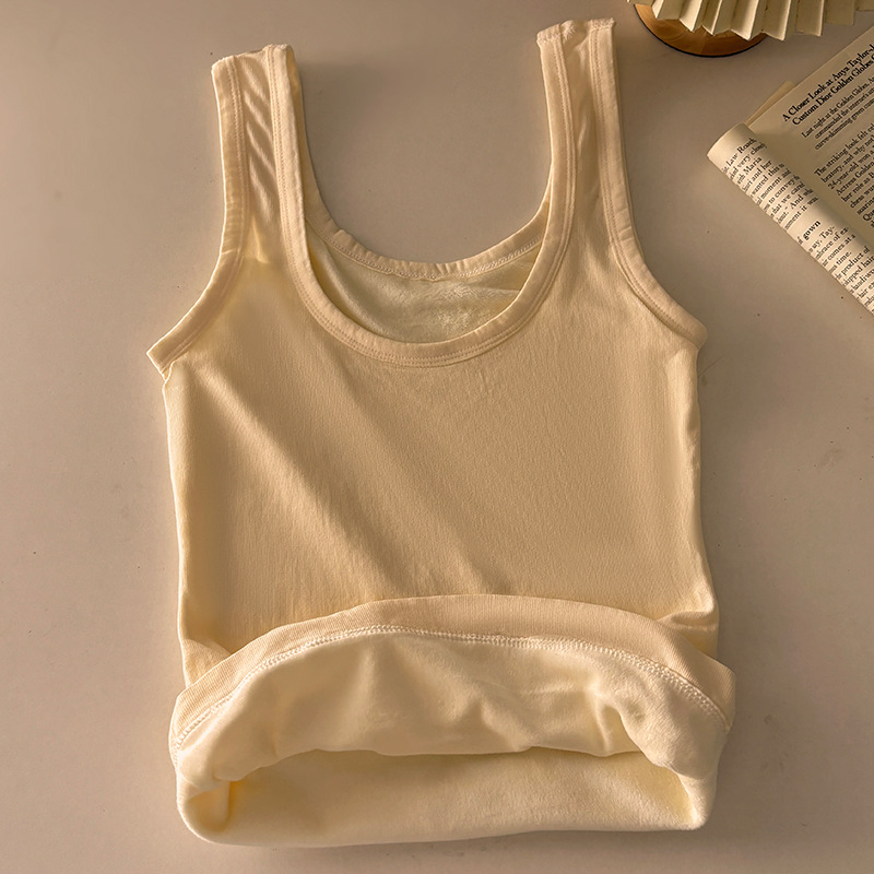 Ženska termalna vesta s fleeceom, rib plet, dvostruki sloj, U izrez, velur unutrašnjost, osnovni sloj