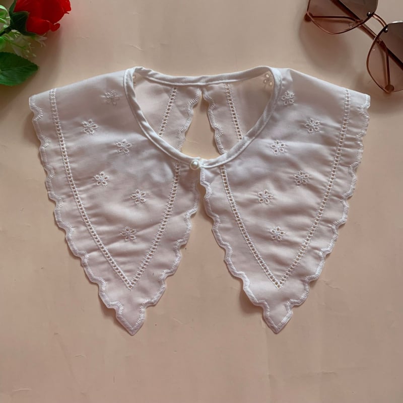 Női hímzett hamis galléros sál, egyszerű mintázat, poliészter fonal, bélés: pamut, tavasz 2022, tömeges csomagolás