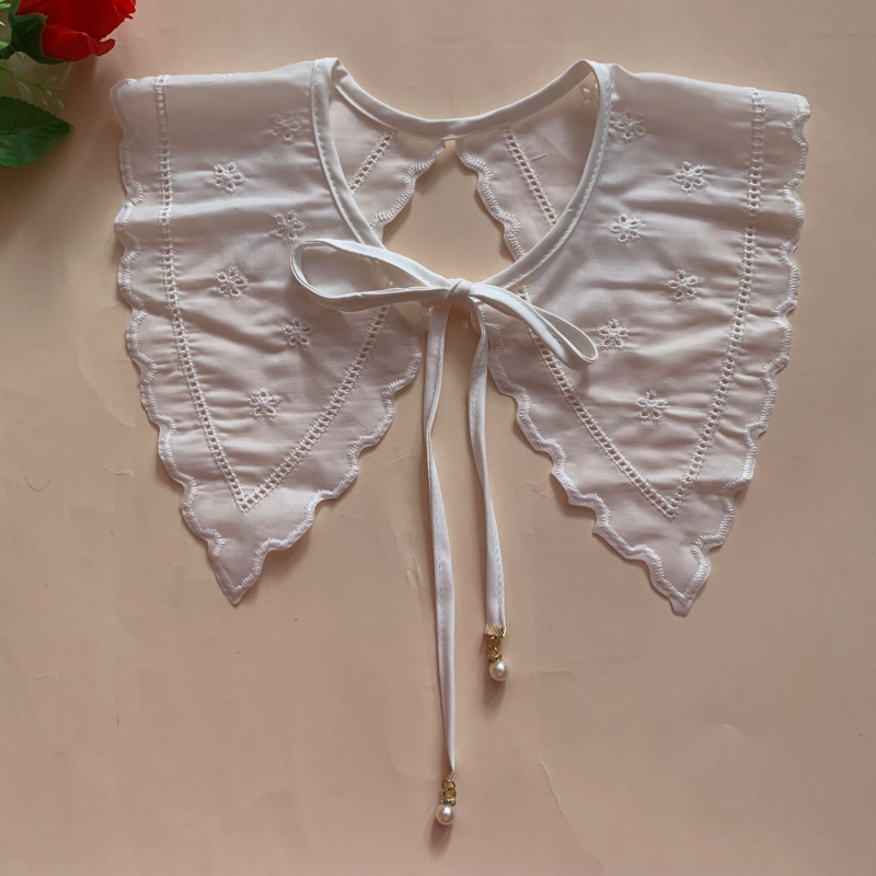 Női hímzett hamis galléros sál, egyszerű mintázat, poliészter fonal, bélés: pamut, tavasz 2022, tömeges csomagolás