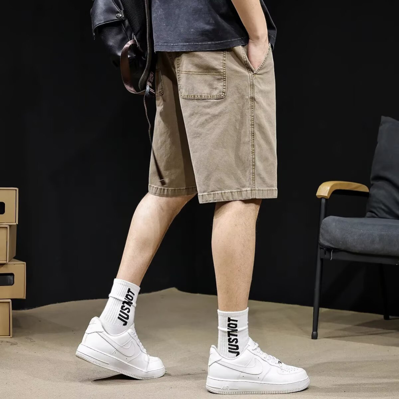 Muške traper šorceve, elastični tanki denim, ležeran kroj, pamuk 50–70%, Ljeto 2025