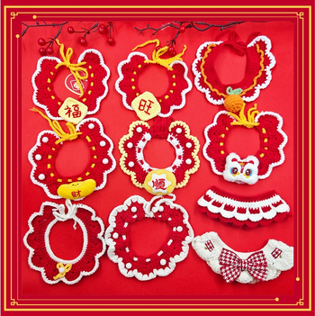 Κολάρο-φουλάρι για κατοικίδια (γάτες και σκύλοι) – Μοντέλο με καρτούν μοτίβο, Χειροποίητο crochet, Ακρυλικό υλικό, Τέσσερις εποχές, Κεντημένες λεπτομέρειες