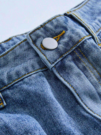 Muške traper šorceve s vintage izblijedelim dizajnom, američki street stil, širok kroj, dužina do sredine bedra, 85% poliester, ljeto