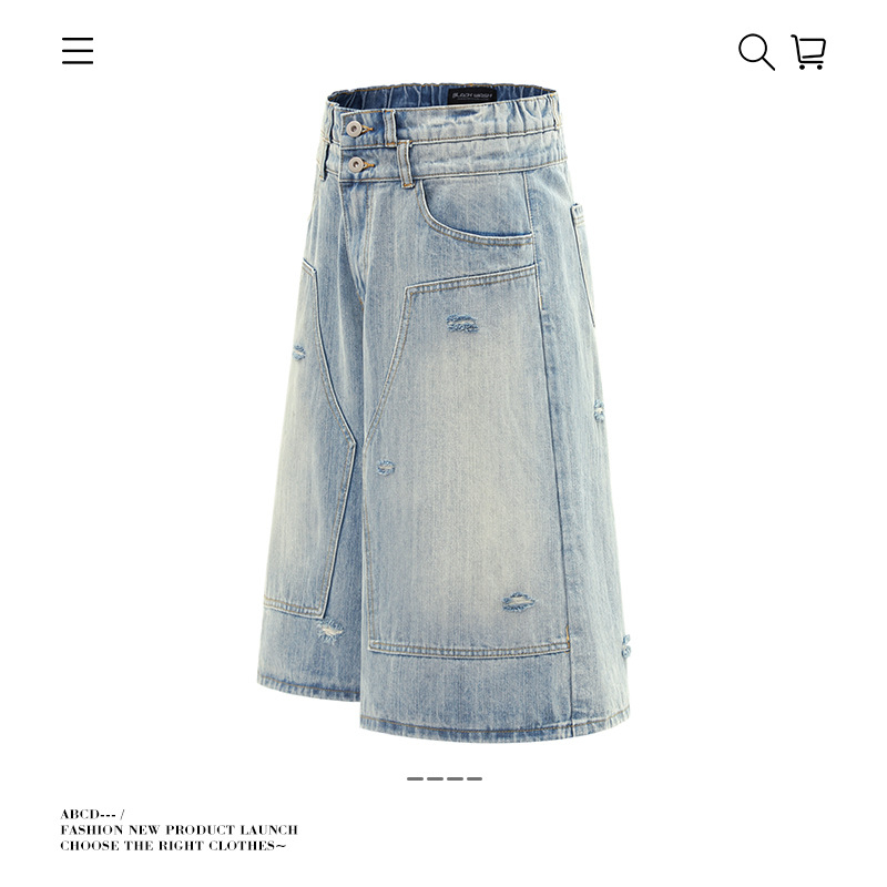 Uniszex farmernadrág, laza szabású, distressed dizájn, pamut, nyár