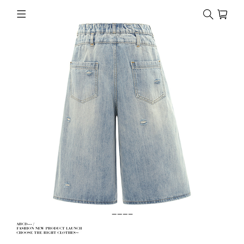 Uniszex farmernadrág, laza szabású, distressed dizájn, pamut, nyár