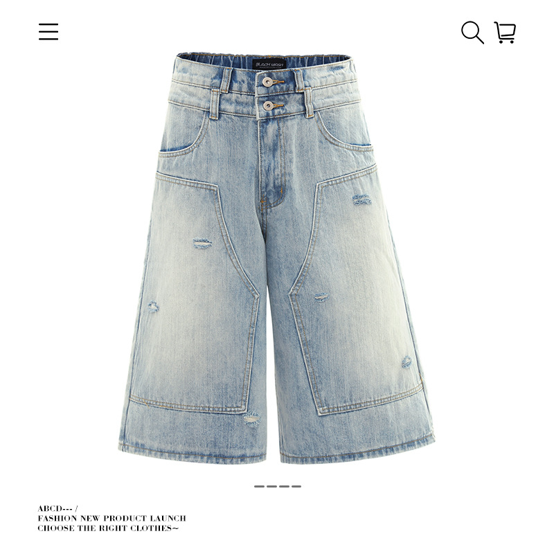 Uniszex farmernadrág, laza szabású, distressed dizájn, pamut, nyár