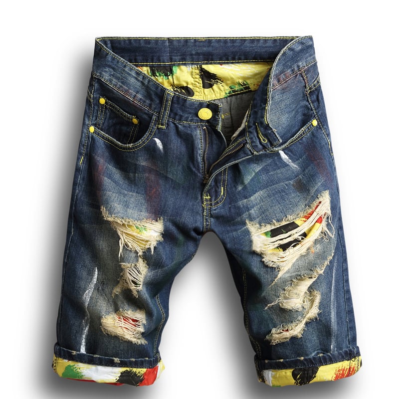 Traperice od denima, ravni kroj, srednji pojas, zakrpe s poderanim detaljima, oprane, zatvarač (79% pamuk)